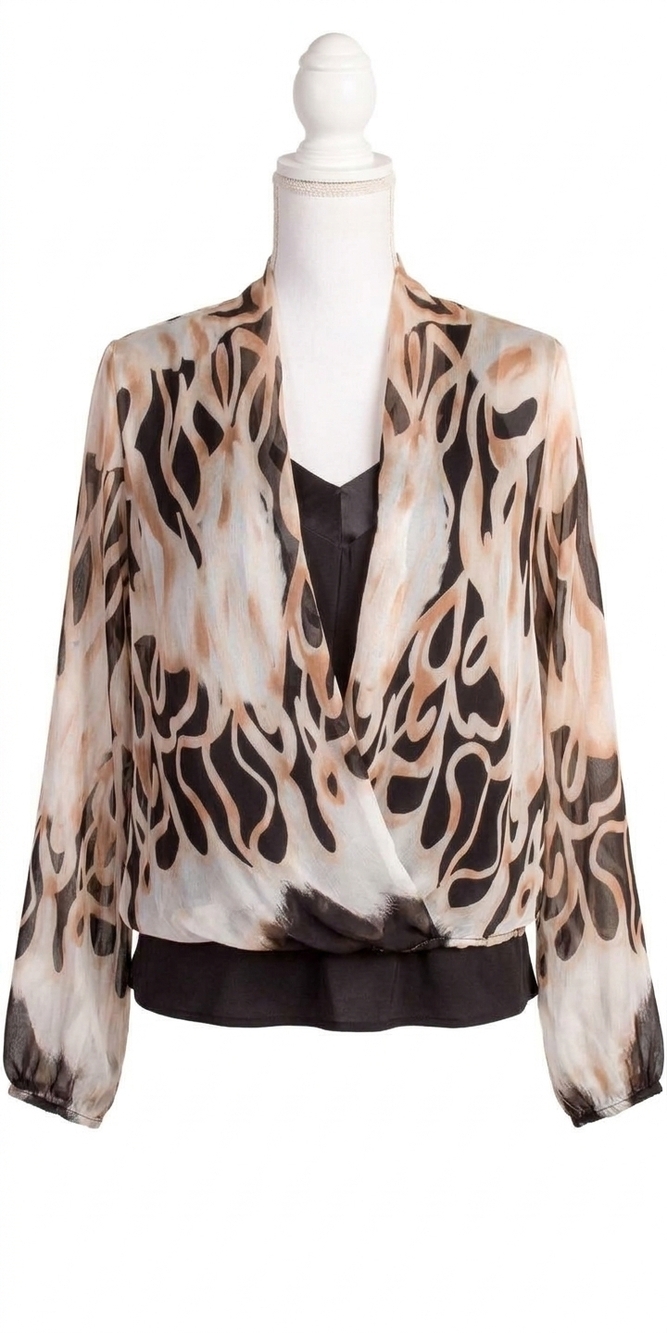 NEW GIGI MODA torino abstract blouse in black